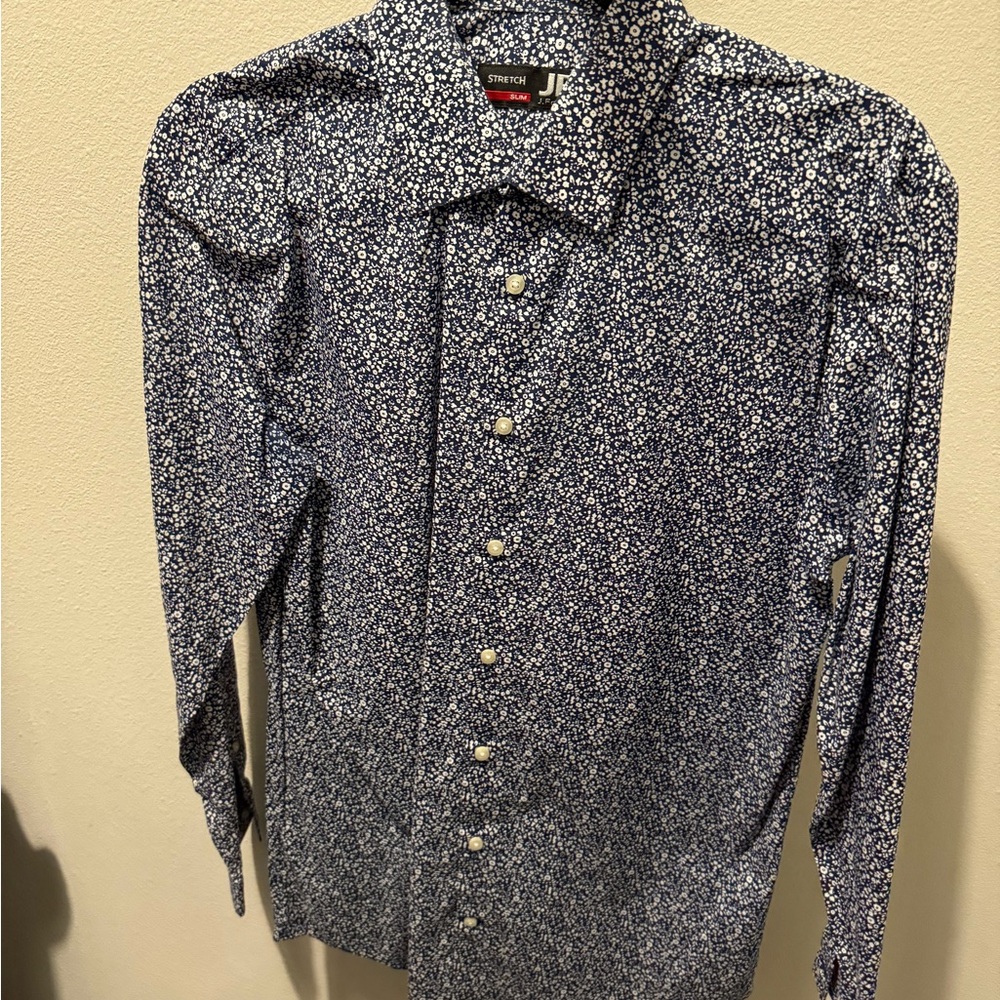 J. Crew Blue and White Casual Button Down Shirt